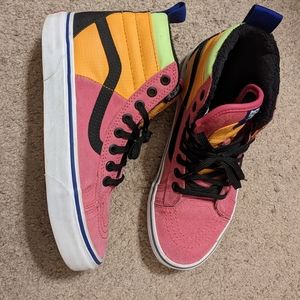 Vans sk8-hi top neon colorway pink orange EUC